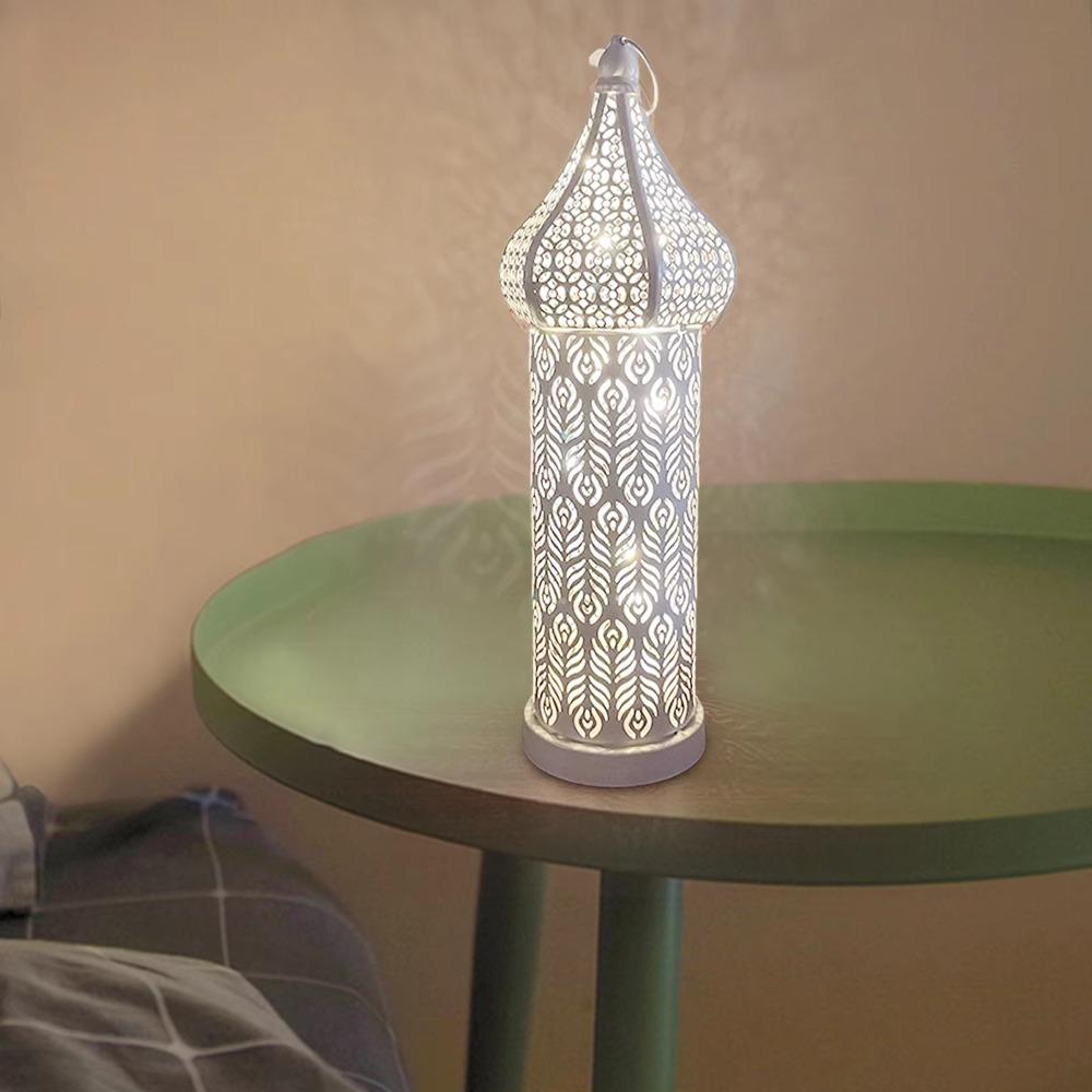 Vintage Moroccan Night Light Hollow Eid Lamp Home Ornament Ramadan LED Light Mosque