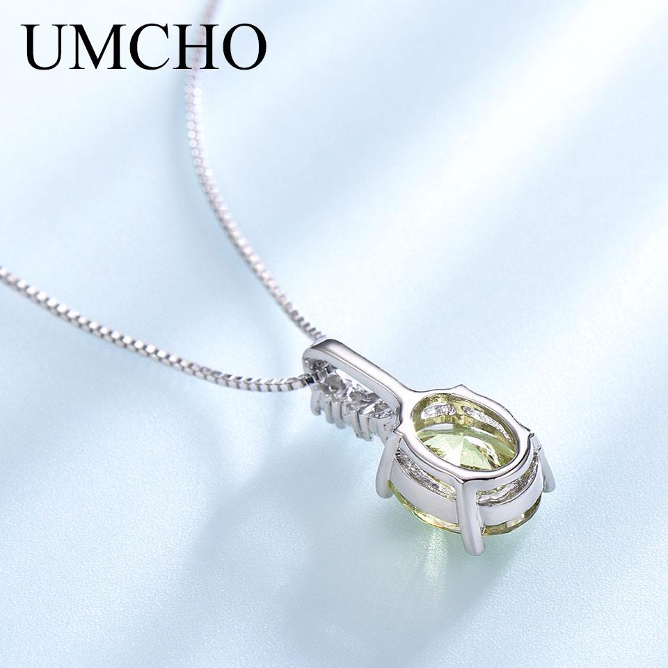 Umcho Luxus Vintage Oval Apfelgrün Zirkon Anhänger Halsketten für Frauen Marke Feine Hochzeit