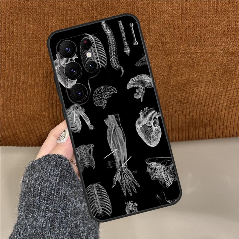 Vintage Anatomical Heart Brain Phone Case For Samsung Galaxy S25 Ultra S9 S10 Plus S20 FE S21 S22 S23 S24 Ultra Back Cover