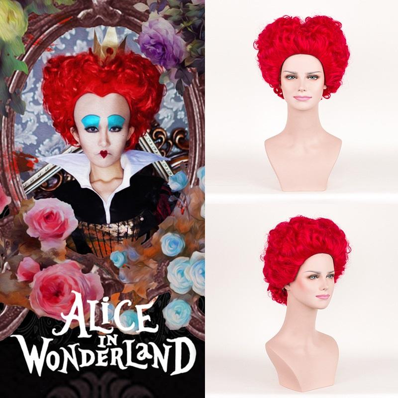 Incantevole Parrucca con Ricci Bordo della Regina di Cuori di Alice nel Paese delle Meraviglie per Spettacolare Cosplay