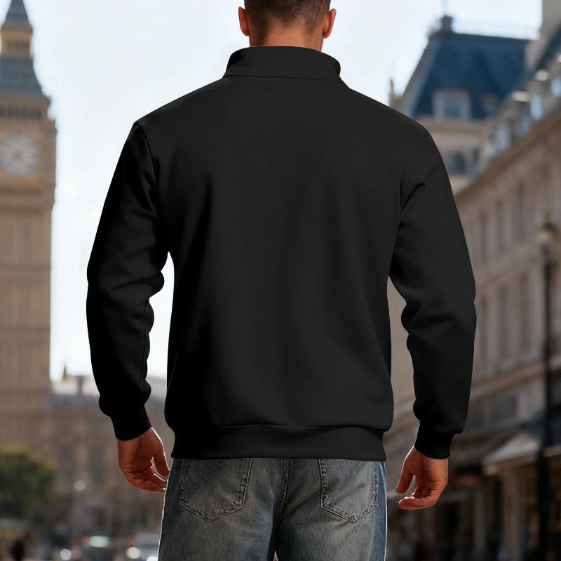Men's Winter Heavyweight Velvet-Lined Loose-Fit Stand Collar Pullover Hoodie