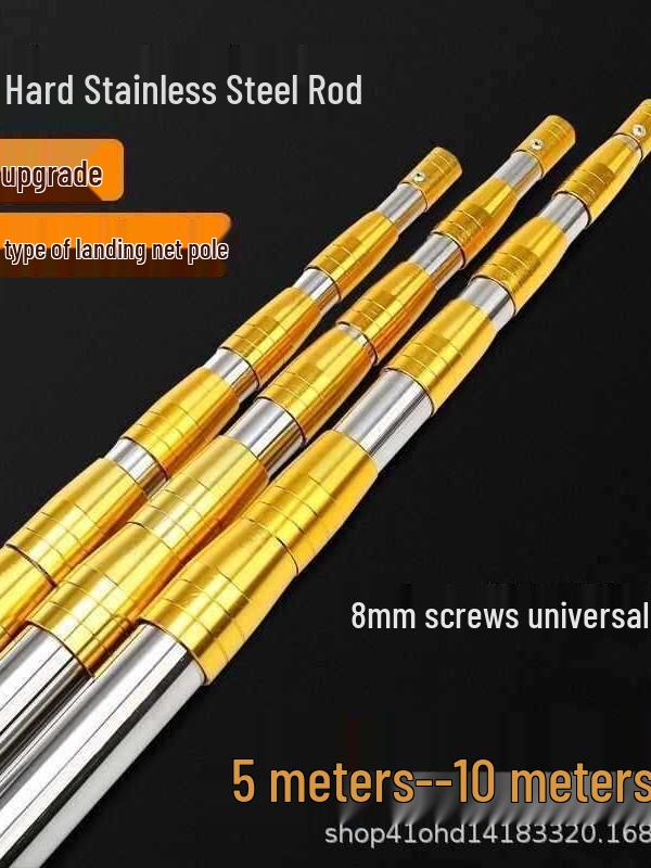 10m Stainless Steel Telescopic Pole for Fruit Picking, Ground Insert, Bird Deterrent, and Net Use