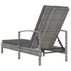 Sun Lounger with Armrests Grey Poly Rattan