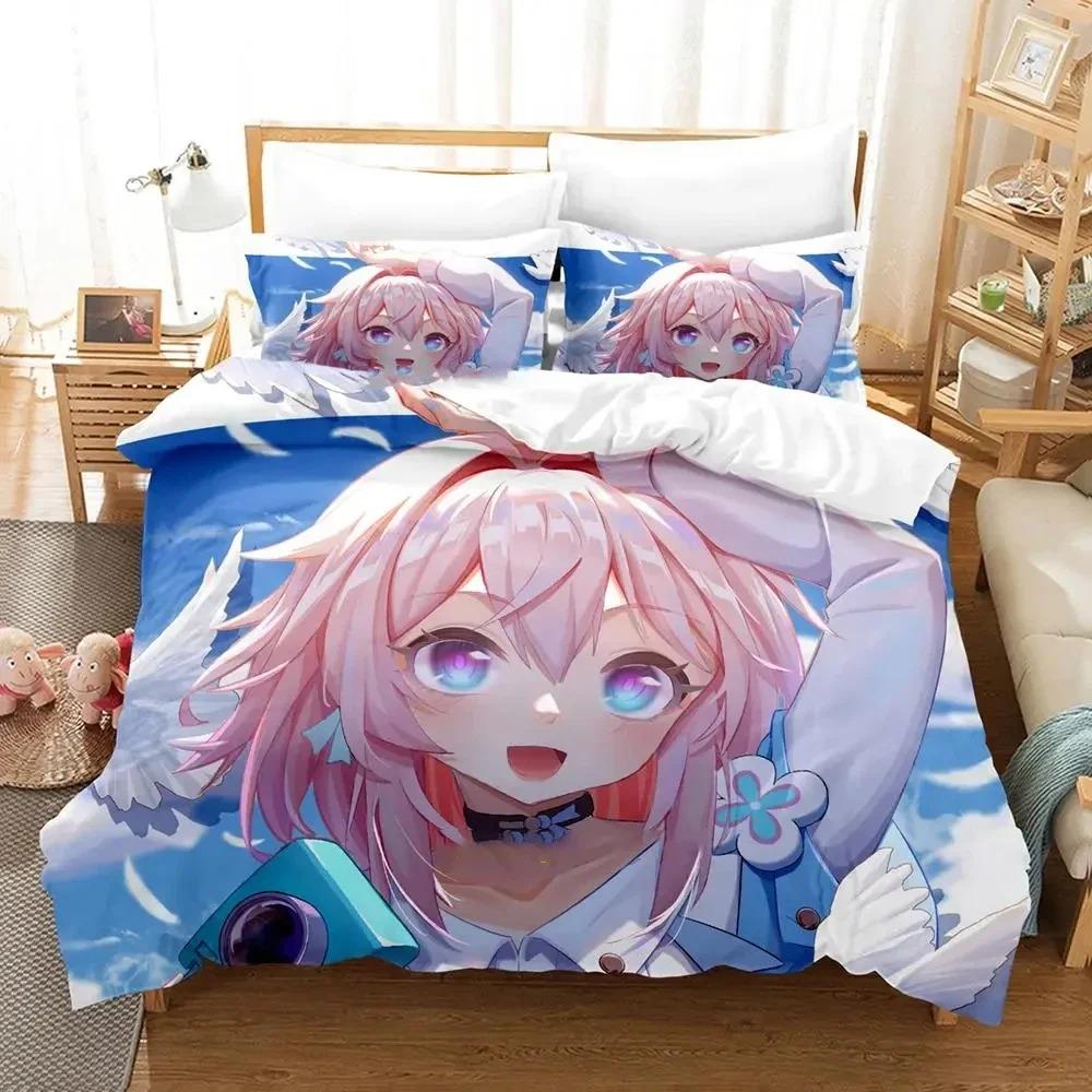 Comfortable Anime Print Duvet Cover Set With Duvet Cover And Pillowcases King Queen Twin Sizes For All Ages