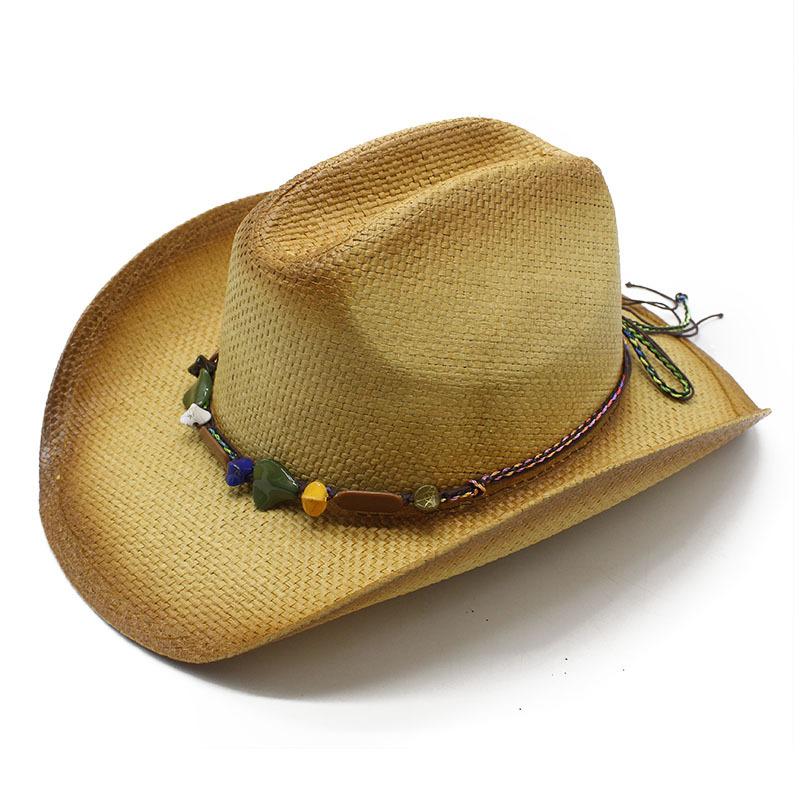 

Cowboy Hat Xizang Travel Photo Beach Visor Men And Women Colored Rope Straw Hat Top Hat Summer M（56-58cm） хакі