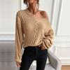 Vintage Fashion Elegant Casual Autumn and Winter Women's Long-sleeved Solid Color Loose Sweater Women