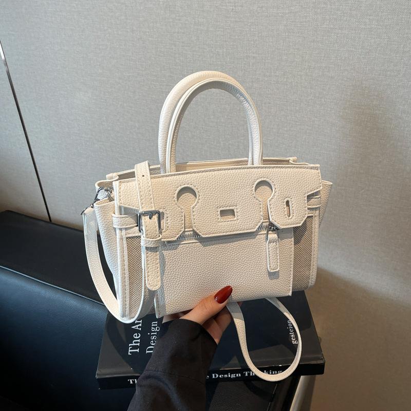 High-end contrasting color small bag women's new versatile messenger bag fashion handbag commuter bucket bag