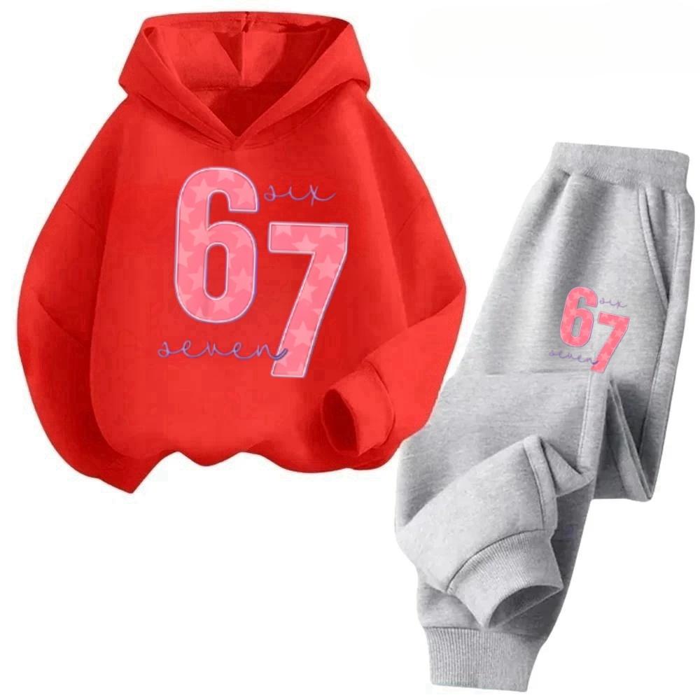 67 Trendy Big Kids Set 4-13Y Abstract Pattern 2Pcs Outfit Comfortable Daily Wear Worldwide Children's Comfortable Sweatshirt Set