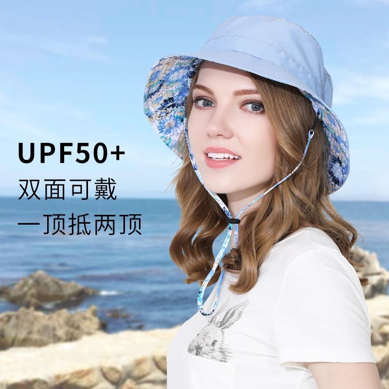 New cotton double-sided parent-child bucket hat summer breathable sunscreen big eaves hat plaid sun hat women