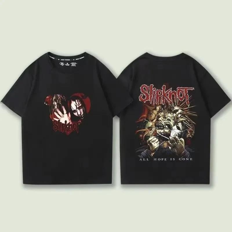 

Slipknots Heavy Unisextal Band Печатная футболка Унисекс Хлопковая футболка Музыкальная графика Футболка Harajuku Уличная одежда Негабаритные футболки унисекс M