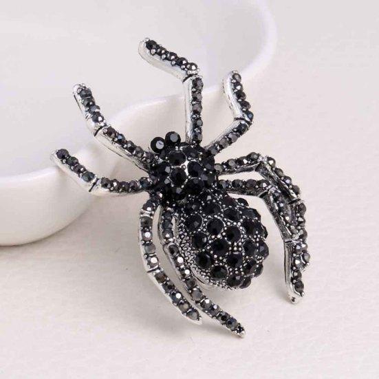 Vintage Damen Brosche mit Strass-Intarsien, Spinne, Tasche, Abzeichen, Revers, Schmuck, Geschenk