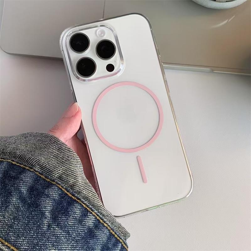 For Magsafe Transparent Hard PC Phone Cases For iPhone 16 15 14 13 12 11 Pro Max 16e Plus Magnetic Wireless Charging Clear Cover