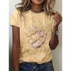 Vintage Flower Print T shirts For Women's Summer Tops Casual Short Sleeve Girls Tees Streetwear Clothing Ladies T shirt Tops