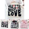 Simple Color Blocked Letter Heart Pattern Women Casual Warm Knitted Hat For Urban Outdoor Use