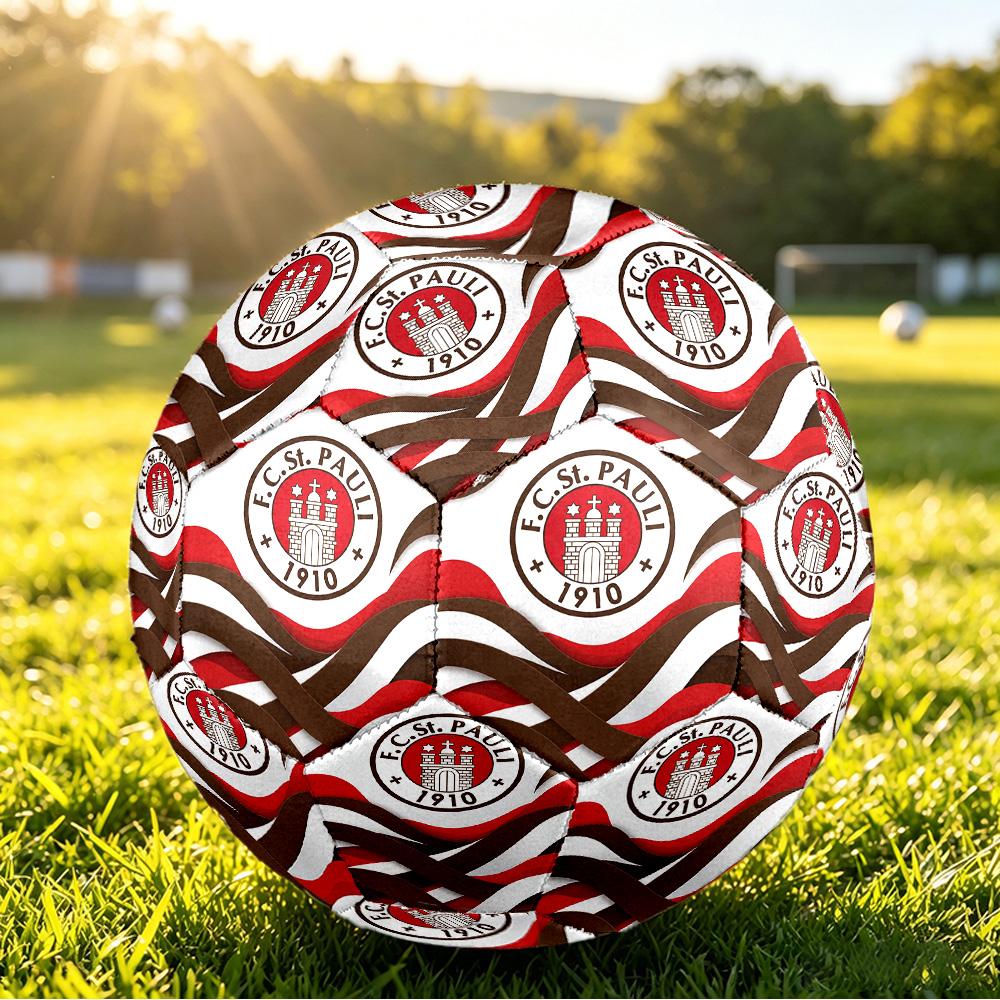 FC St. Pauli Football Imprimé Taille 5 Ballon de Football, Antidérapant Match Adulte Football Souvenir pour Fans de Football