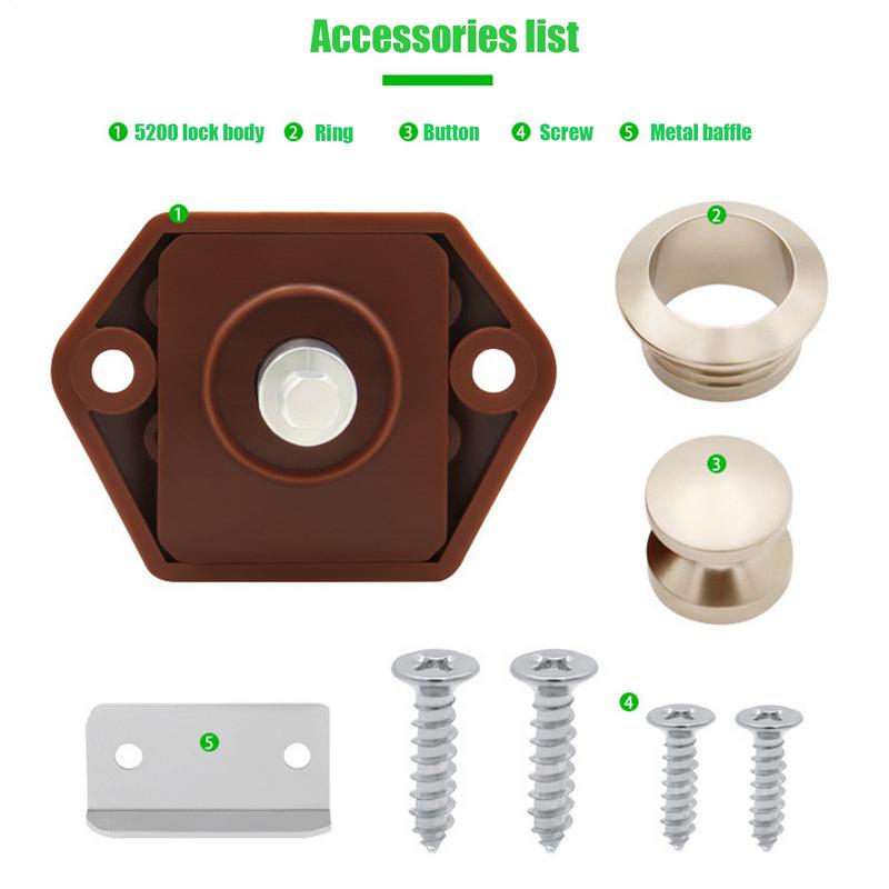 Push Button Lock RV Cabinet Door Latch Keyless Cupboard Locks RV Push Catches Knob Furniture Hardware for Caravan Home Yachts