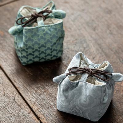 Chinese Embroidered Tea Set Portable Cloth Bag, Thickened Drawstring Tea Canister, Teapot, Master Cup Storage Bag, Cloth Pouch