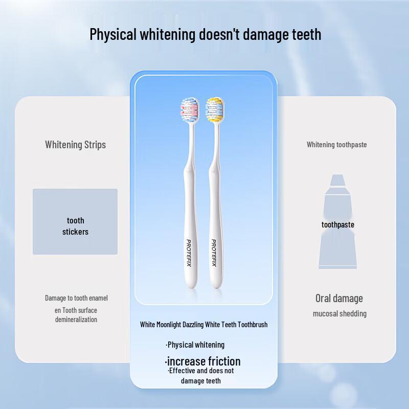 PROTEFIX White Moonlight Adult Wide Head Soft Toothbrush, 2-pack