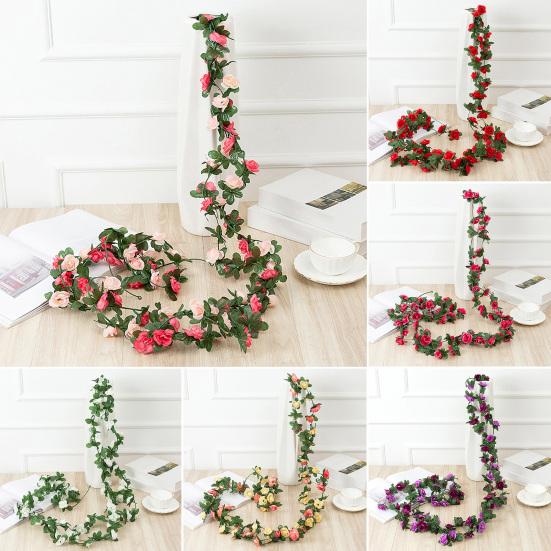 2.5M Artificial Flower Garland Realistic Flower Rattan Vine Wedding Party UV Resistant Faux Hanging Simulation