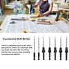 9PCS 1/4 Inch Hex Shank Countersink Drill Bit Set Adjustable Depth Stop Quick Change Wood Countersink Drill Bit Tapered
