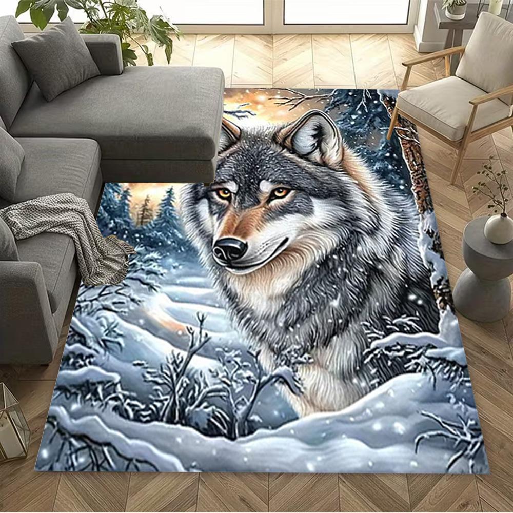 1pc Home Carpet wolf and rose design for office decor bedroom gift living room