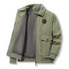 Corduroy Jacket Men's Autumn and Winter Thickened Velvet Casual Lapel Jacket Green and Medium Lamb Velvet Warm Winter Wear