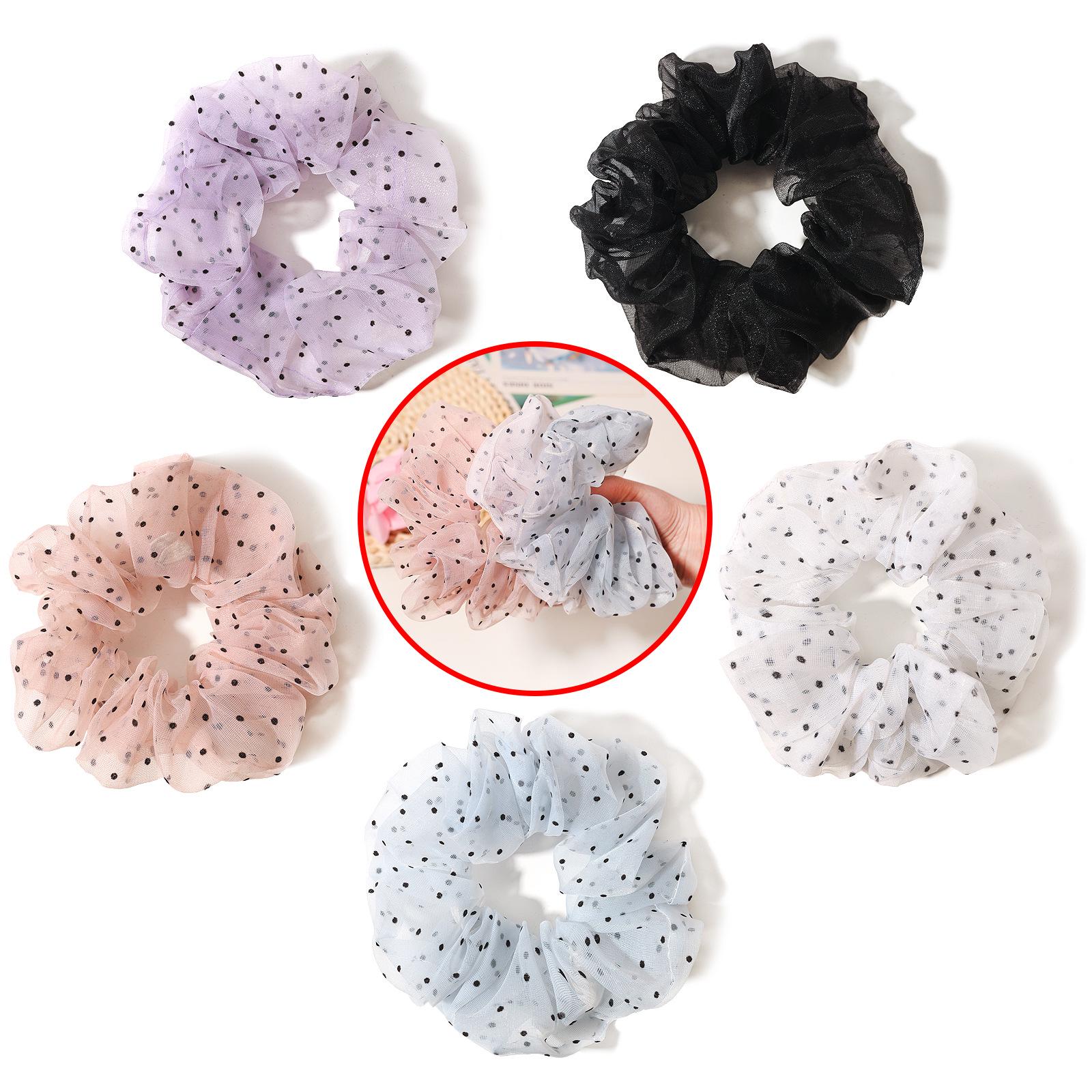 

Duoling XL Silk Polka Dot Scrunchie - Women s Hair Accessory Tie чёрный