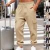 Spring and autumn jacquard checkered jogger pants, casual long pants for men, versatile and stylish multi-pocket trousers