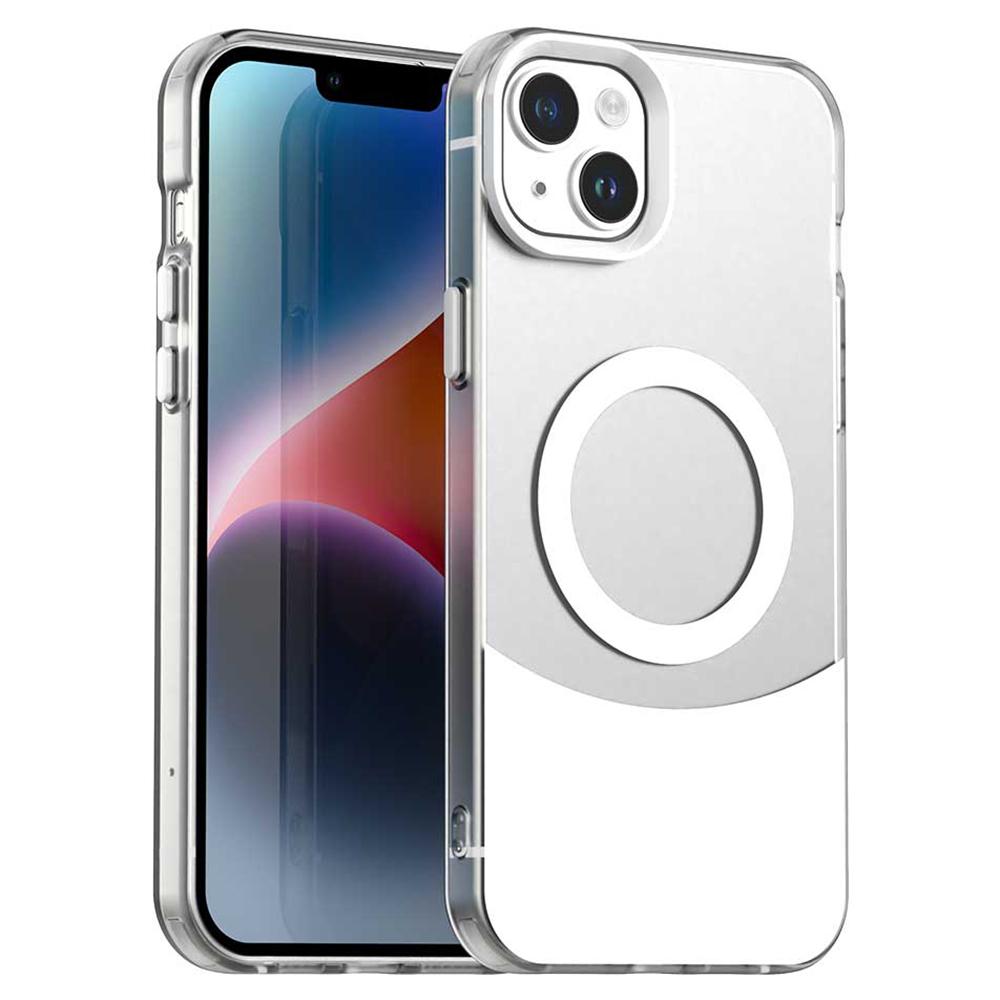 For iPhone 15 Plus/14 Plus Case Compatible with MagSafe Color Splicing IMD TPU+PET+PC Mobile Cover