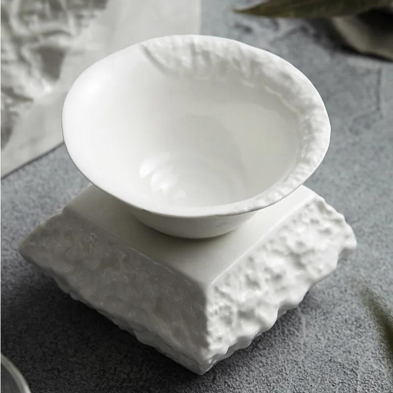 Ceramic Stone Soup Bowl, Salad Bowl, Molecular Cuisine Tableware, Creative Irregular, Artistic Conception Dishes Hotel Features