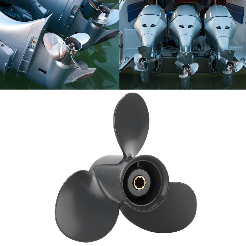 Outboard Propeller 3 Blades Aluminum Alloy Copper Outboard Replacement for Outboard 8‑20HP