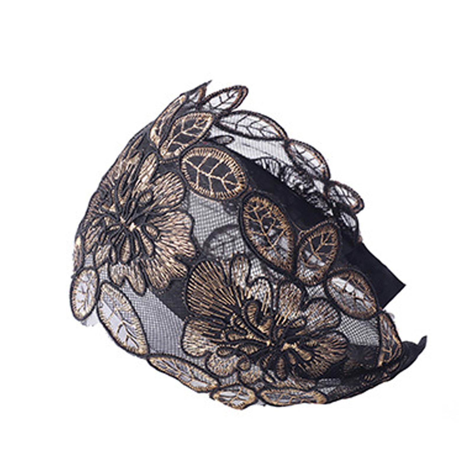 

Нескользящая повязка на голову с цветочным принтом и кружевной вышивкой, широкая повязка для волос, женские аксессуары для волос One Size