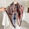 White polka dot peony flower small square scarf cotton and linen silk scarf women's high-end neck yarn air-conditioned room scarf shawl thin