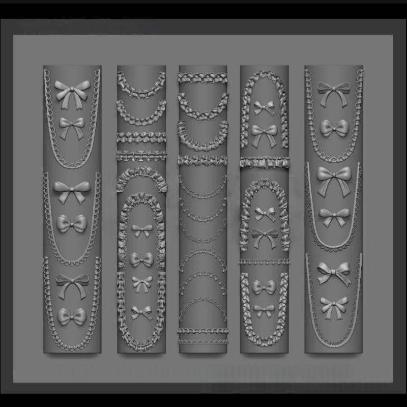 Dragons Bone 3D Silicone Nail Mold Flower Bowknot Star Chain Nails Templates Diy Nail Art Decoration Manicure Design Tools