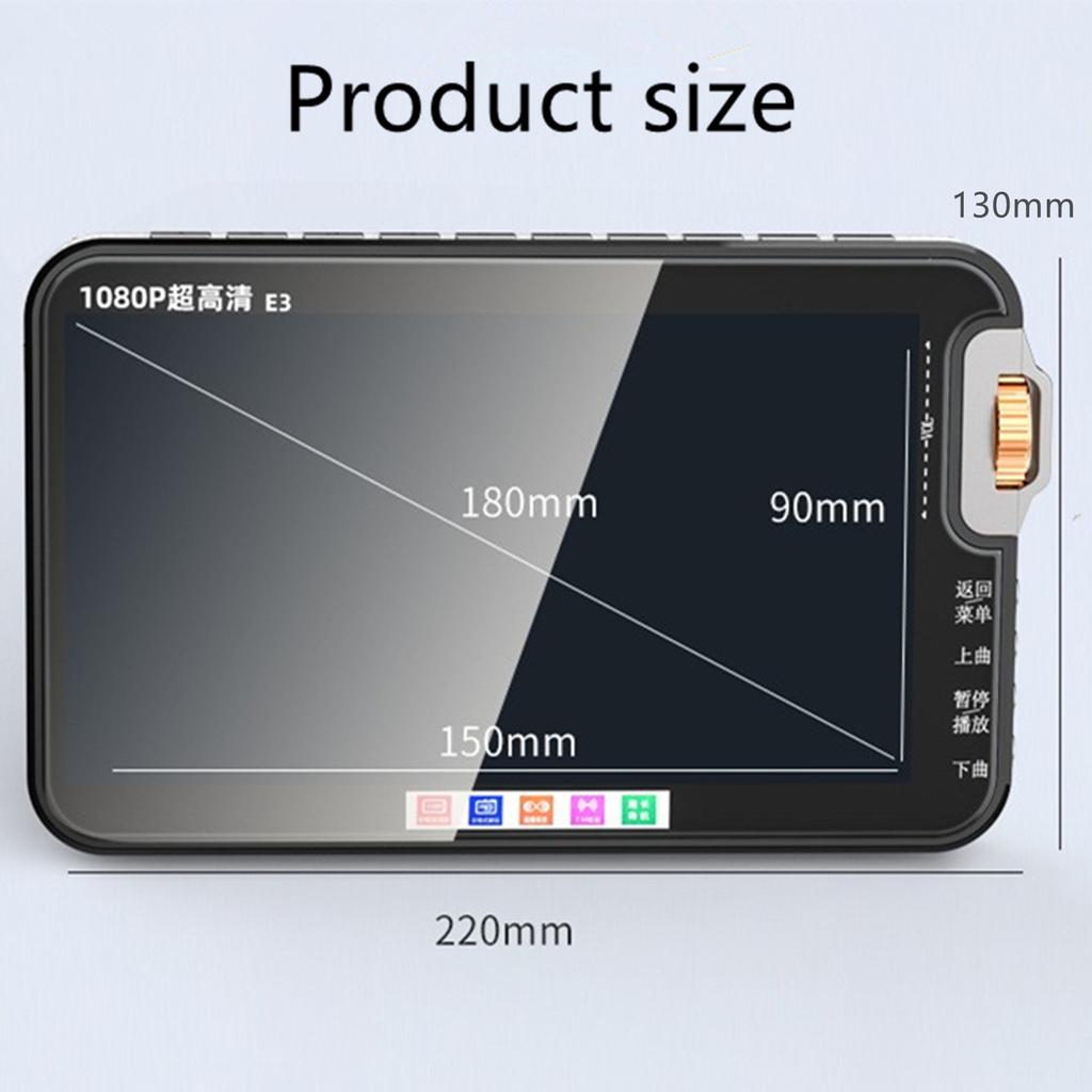 Portable Video Player MP4 Player FM Radio Photo Viewer Speaker TF Card USB Play E-book Speaker MP3 Audio 7 Inch HD 1080P Cinema Music USB