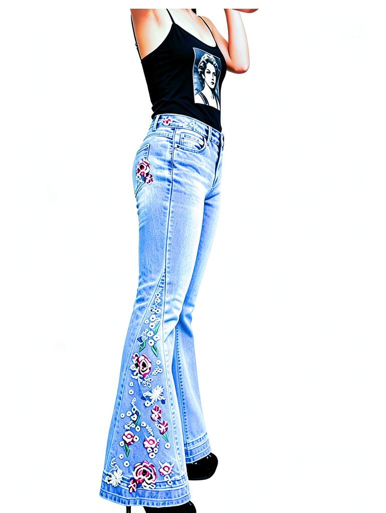 Jean en denim évasé taille moyenne pour femmes style européen et américain automne 2025