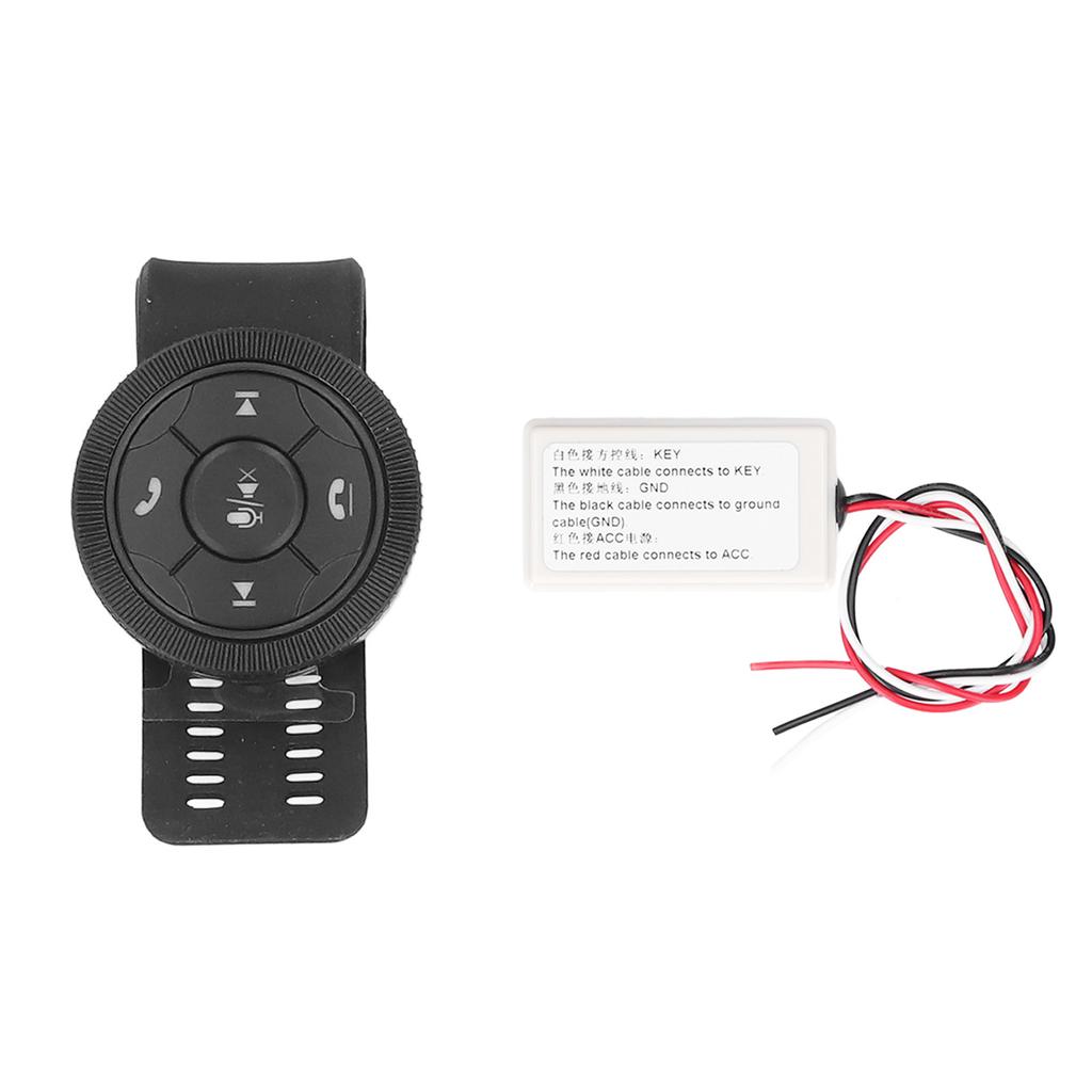 Steering Wheel Control Smart Wireless 7 Keys Black Wheel Controller with Storage Box for Universal Car Interior