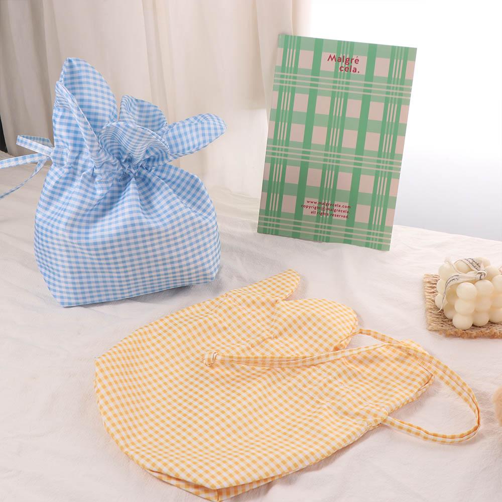 Printing Flower Handbag Korean Style Shoulder Bags Lightweight Plaid Drawstring Bag  Student