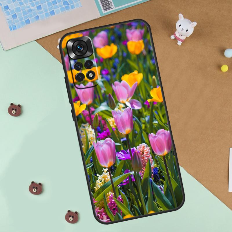 Spring Tulips Flower Case For Xiaomi Redmi 14C 10C 12C 13C Cover For Redmi Note 13 Pro 14 9 10 11 12 10S 11S 12S
