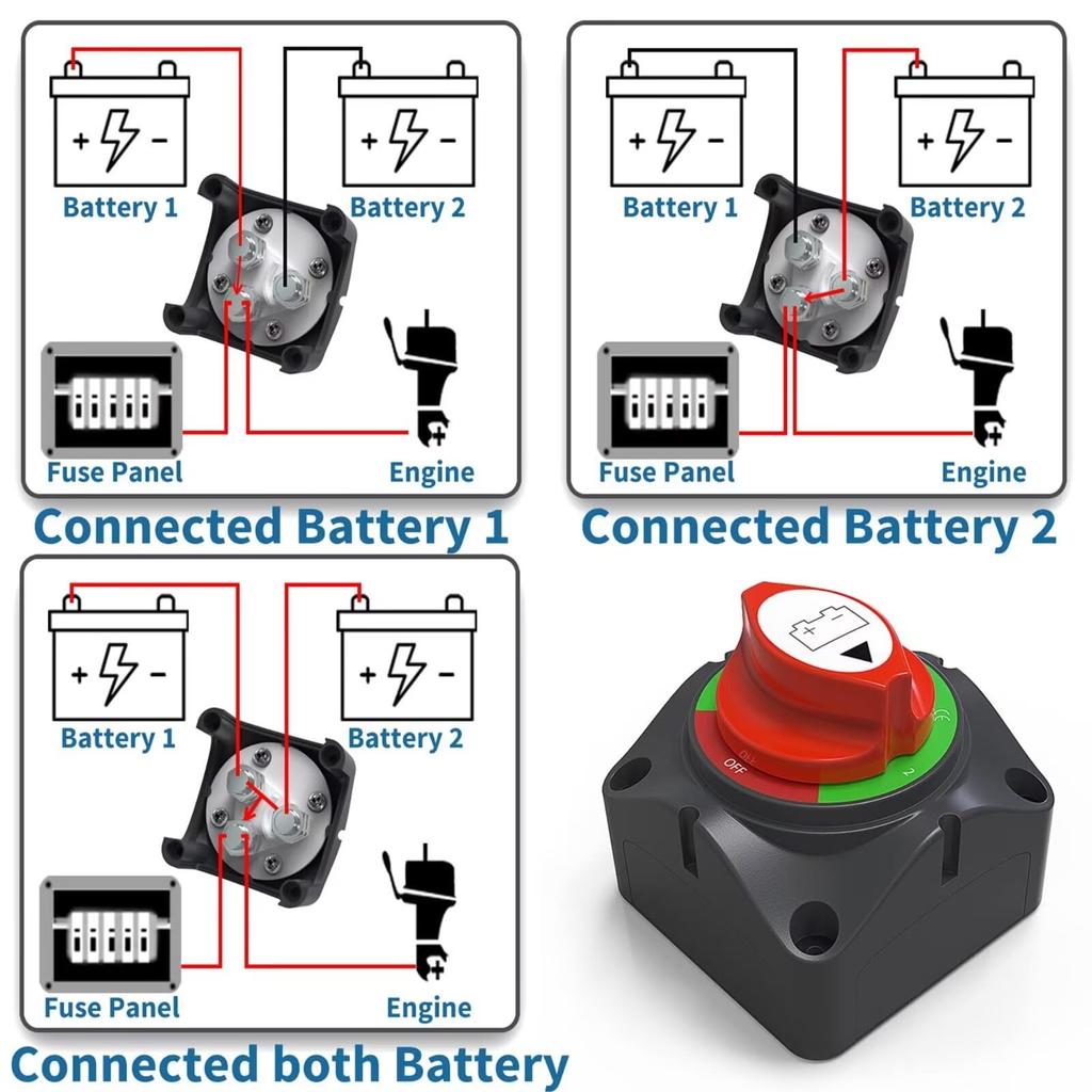 1-2 Off Disconnect Switch Power Fail Kill Switch Waterproof RV ATV Vehicle Master