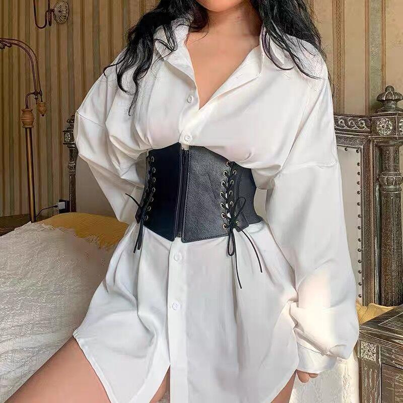 European and American Foreign Punk Style Retro Elastic Super Wide Waist Seal Women's Decorative Shirt Dress Coat Waist Belt Women