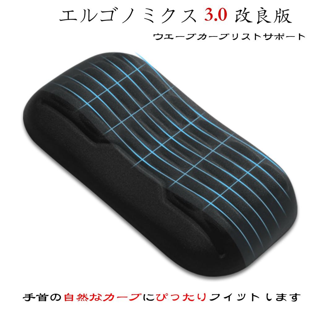 Junichiya Ergonomics Mouse Wrist Rest High Resilience Memory Foam Wave Curve Design Wrist Support Reduces Fatigue Ideal for Long Use Silicone Base 3.0