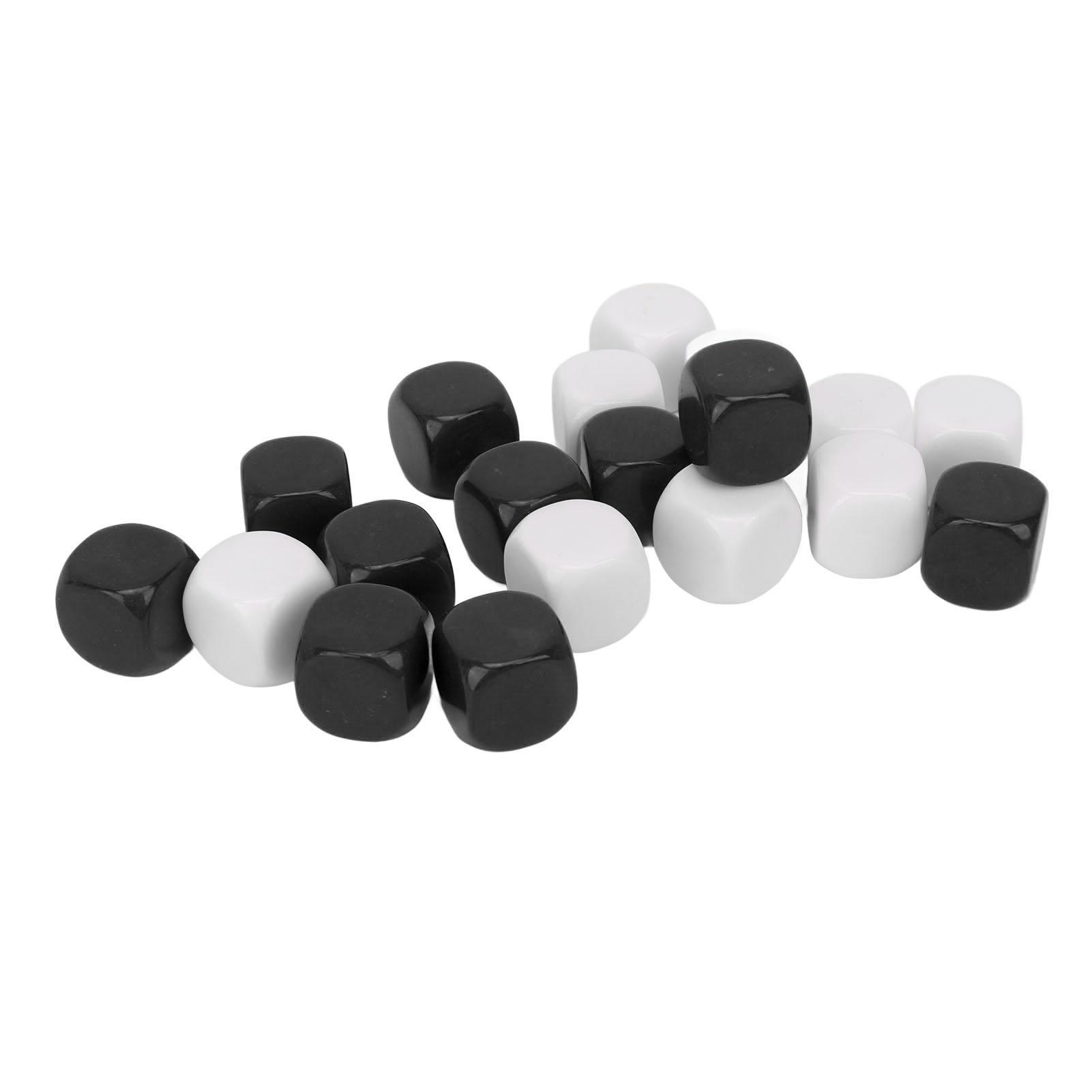

20 Pcs DIY Sticker Dice Blank Durable Plastic Dice Smoothed Surface Six Sided Dice with Rounded Corners White and Black