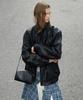 LEVAR Layered Collar Leather Jacket - Black