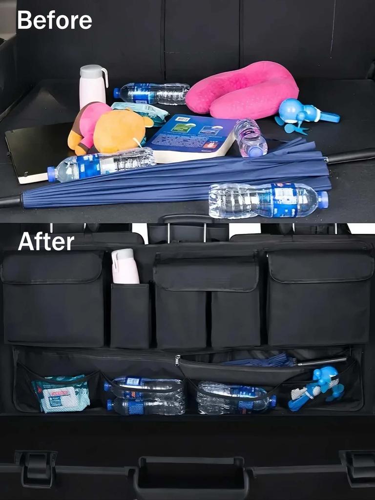 Car Trunk Storage Bag, Seat Back Organizer, SUV Rear-Seat Multi-Functional Storage Net, Car Interior Accessory