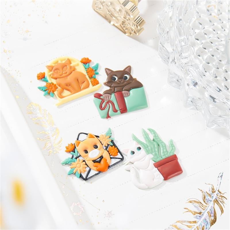 3D Katzen Siegelwachsstempel für Weihnachtsumschläge Karten Hochzeitsdekorationen Messing Tier Wachssiegelstempel Handwerk