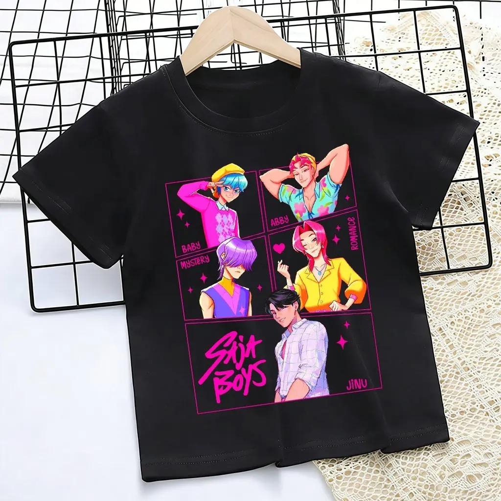 Happy Easter Bunny Girls Anime Kids T-Shirt, Unisex Easter Themed Graphic Tee, 100% Cotton Casual Short Sleeve Top for Children