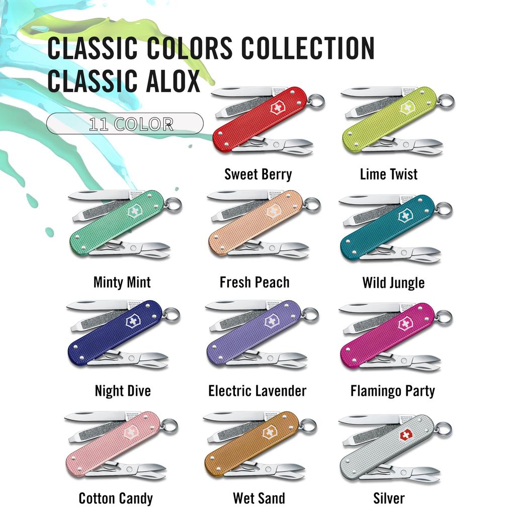VICTORINOX Classic SD ALOX Swiss Army Knife for Outdoor Includes Flathead and Nail Knife, Multi-Function Camping, Scissors, Screwdriver, File,