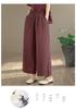 Women's Large Size Tencel Cotton-Linen Summer Suit: Slimming Round Neck Top & Wide-Leg Pants Two-Piece Set
