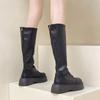Street versatile pleated thick-soled women's fashion boots autumn and winter fashion retro European and American spice girls comfortable boots trend